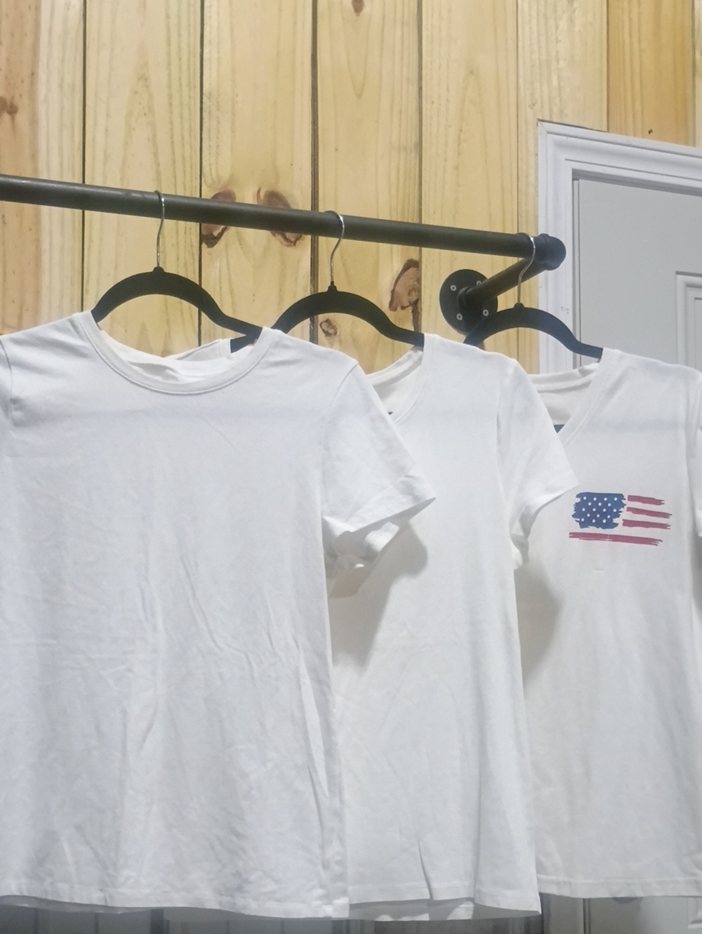 White Kids Short Sleeve Tee with American Flag Print - Unbranded